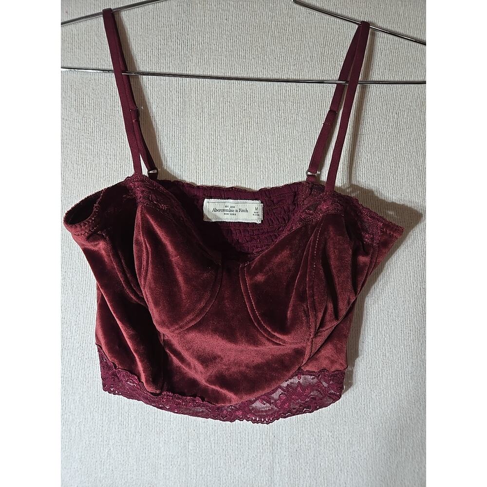 Abercrombie & Fitch 90's Velvet-Lace Cropped Cami Tank Size M Whimsigoth Fairy